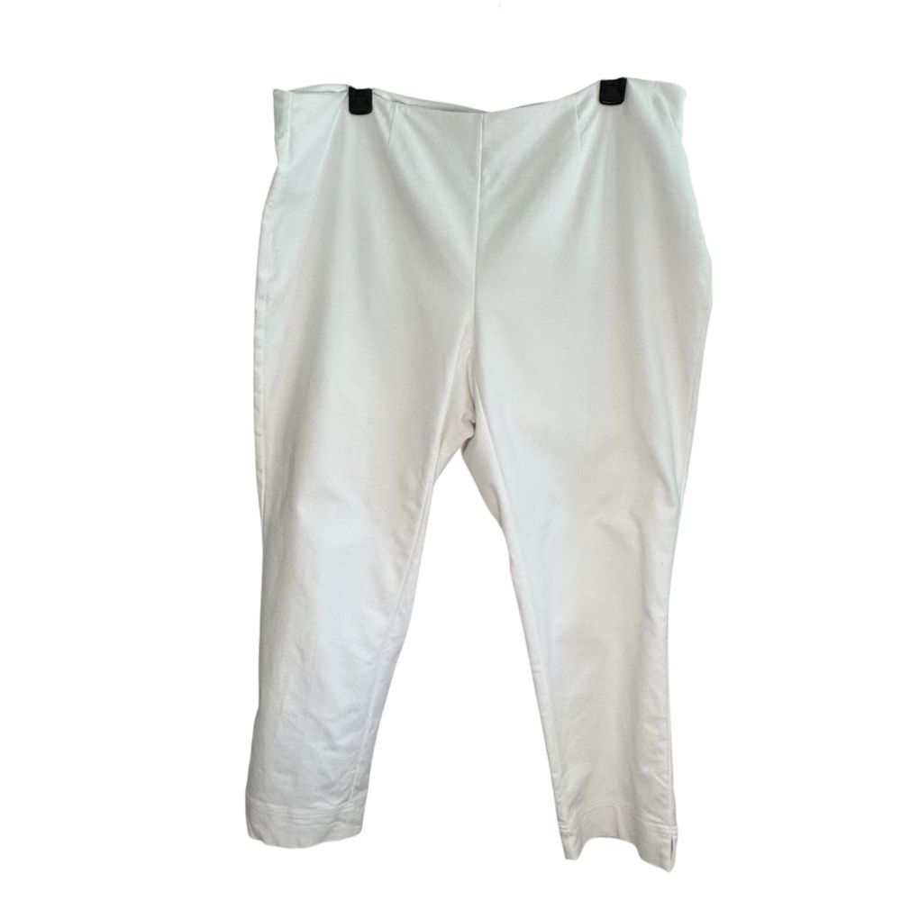 Charter Club Pant Shop White Stretch Pants Side Zip Women’s 14W Cotton Blend